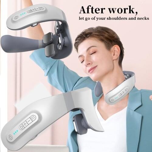 4 Heads Neck Massager Shoulder Cervical Massager Multifunctional Electric Hot Compress Pulse Neck Protector WIth Remote Control