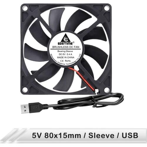 5PCS lot Gdstime 5V DC 8cm 80mm 80mm X 15mm 8015s Brushless Chassis Fan Cooling for Computer PC Cooler USB Connector