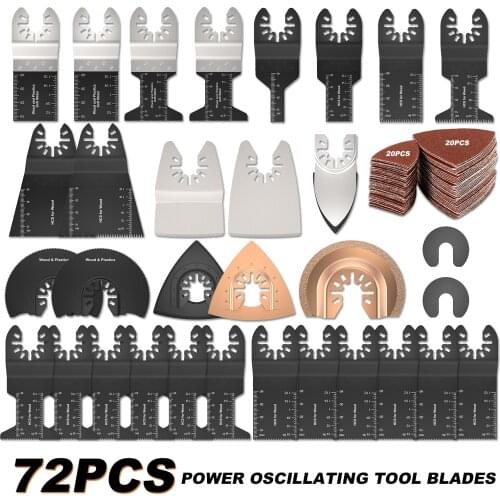 72 Pcs/set Power Oscillating Tool Blades Multitool HCS Saw Blades Accessories Kit Wood Cutting Tool for Renovator Power Tools