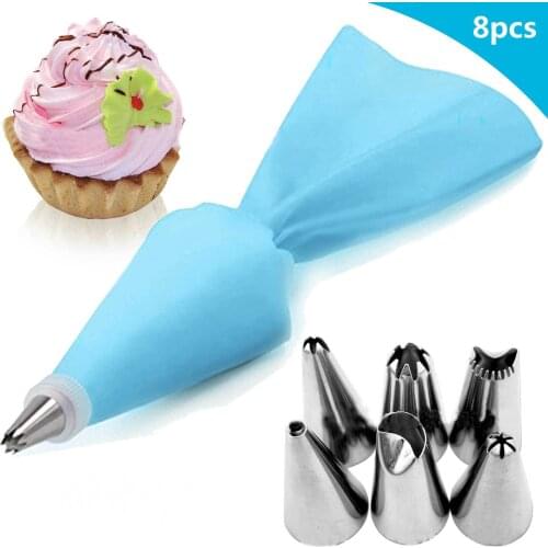 8Pcs/Set Fondant Decor Pastry Nozzle Cakes Decoration Set Multi Purpose with Cream Pastry Bag Kitchen Gadgets