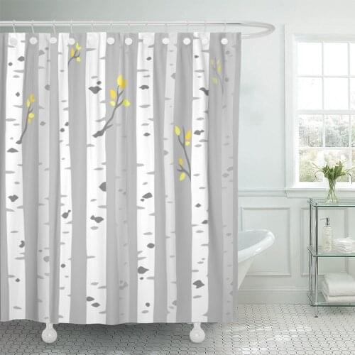 Abstract Aspen Birch Grove Tree Trunks on Gray Simple Shower Curtains Waterproof Polyester Fabric 72 x 78 inches with Hooks