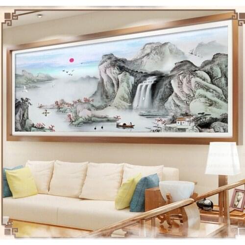 Diamond Landscape Flow Of Money Square/round Diamond Painting Diy Waterfall Animal Cross Stitch Kit Living Room Home Decor