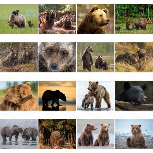 Diy Diamond Painting Natural Creature Wild Brown Bears Bold Type Living Room Painting Niche Creative Bedroom Wall Mural