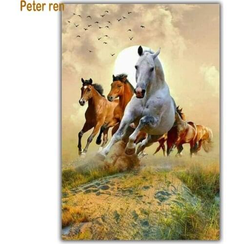 Diamond painting cross stitch diamond embroidery animal Square/Round diamond Mosaic Rhinestone Decoration Horse galloping sunset