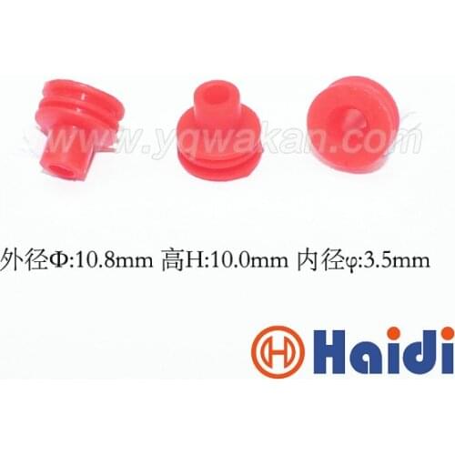 Free shipping 100pcs automotive plug silicone rubber seal HDI007 red color waterproof wire seals for auto connector