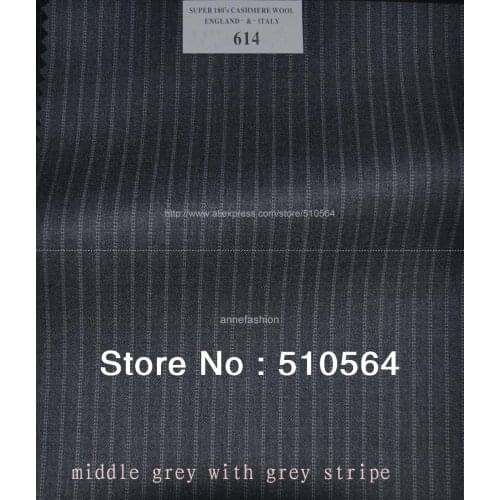 Free shipping 150s 100% worsted wool Custom made suit Men middle grey with grey stripe Suit Three pieces Suit(jacket+pant+vest )