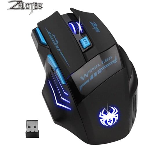ZELOTES F-14 2.4GHz Wireless Gaming Mouse F14 2400DPI 7 Buttons USB LED Optical Computer Mouse For PC Desktop Laptop Gamer Mice