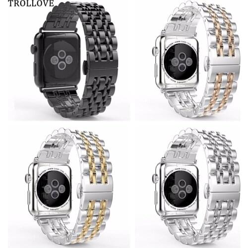 For Apple Watch Band 42mm 44mm Series 4 3 2 1 Black Gold Stainless Steel Bracelet Metal Link Strap for iWatch Band 38mm 40mm
