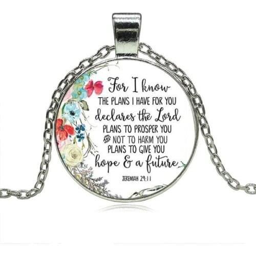 Jeremiah 29:11 For I know the plans I have for you Bible Verse Pendant Necklace