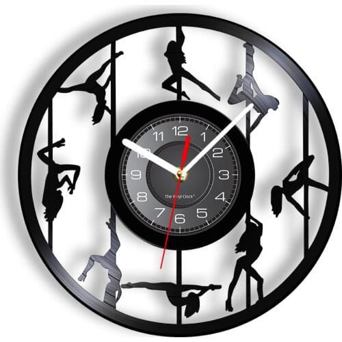 Sexy Pole Dancers Wall Decor Modern Clock Exotic Acrobatic Pole Dancer Vinyl Record Wall Clock Sexy Cute Stripping Girl Wall Art
