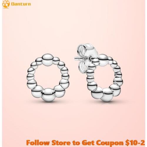 Danturn New 925 Sterling Silver Stud Earrings Beaded Circle Stud Earrings For Women Earings Original Trendy Jewelry Making