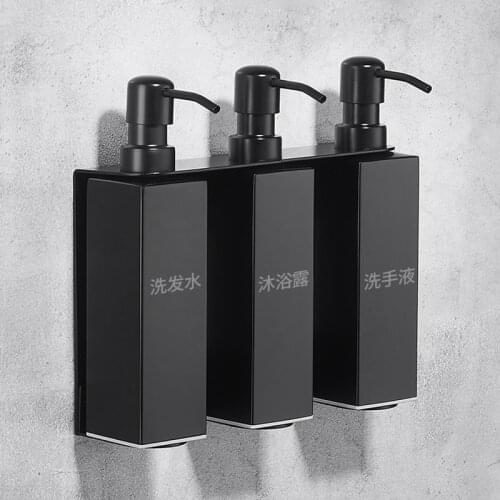 Liquid Soap Dispenser Hand Kitchen Sink Soap Container Wall Mounted Bottle 304 Stainless Steel Black Bathroom Shampoo Holder