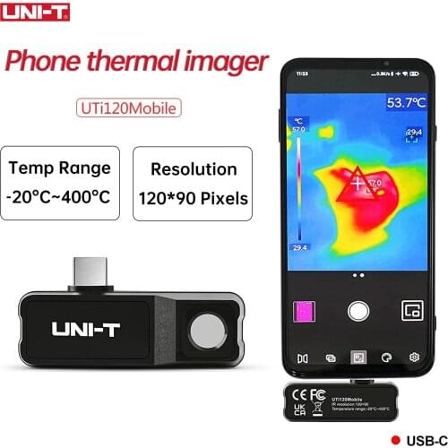 UNI-T Thermal Camera Mobile Phone Thermal Imager for Phone for Android Type-C Detect Water Pipe Floor Heating UTi120