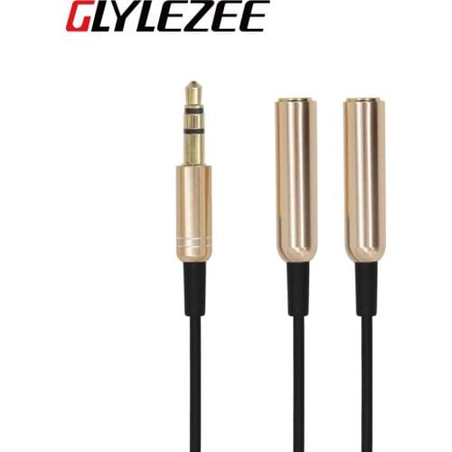 Glylezee Metal 3.5MM Audio Headset Tieline Adapter Couples Line Earphone Headphones 1 Split in 2 Switch Wiring Accessories