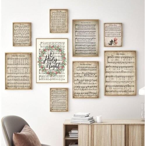 It Is Well With My Soul Inspirational Quote Poster Wall Art Canvas Print Vintage Sheet Music Poster Painting Home Wall Art Decor