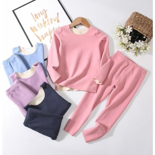 2Pcs Children‘s Clothes Set Autumn Winter Warm Cotton Children Boys Girls Clothes Tops+Pants Baby Pajamas Unisex Kids Clothing