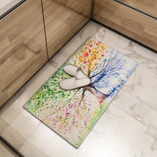 Colorful Tree Floor Mat Printed Forest with Birds Area Rugs Large Home Living Room Bedroom Study Dormitory Decoration Carpet