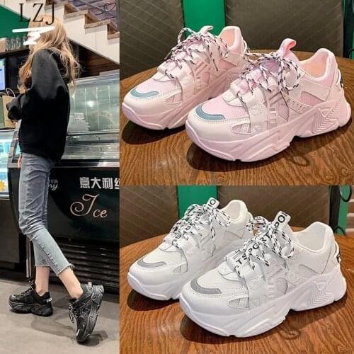 Women Sneakers White Womens Chunky Thick Bottom Platform Vulcanize Shoes Fashion Breathable Casual Running Shoes Woman Female