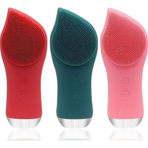 Mini Electric Facial Cleansing Brush Waterproof Silicone Sonic Face Brush Handheld Cleaning Device Rechargeable Pore Cleaner