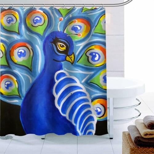 New Arrival Peahen Art Animal Shower Curtain 12 Hook Polyester Fabric 3D Printing Bathroom Curtain Waterproof Bath Curtain Decor