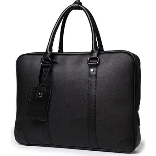 New mens business briefcase High capacity PU leather laptop bag Multi-functional high-grade leather handbag