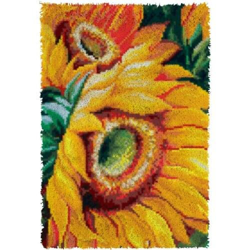 Sunflower Latch Hook Kits Rug Plush Wall Tapestry Kits Crochet Floor Mat Thick Yarn Cushion Arts & Crafts