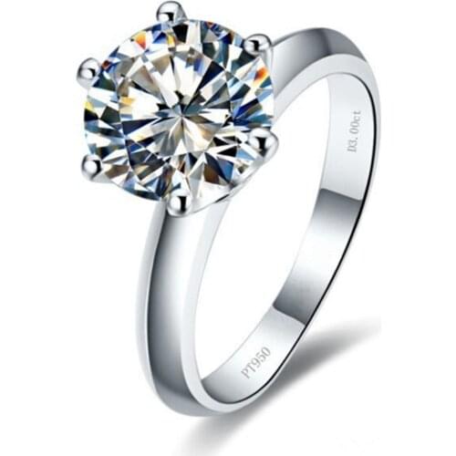 Positive !C&C Brand 3CT Lab Grown Moissanite Ring for Women Engagement Sterling Silver Jewelry Solitaire Prongs Classic Ring 925