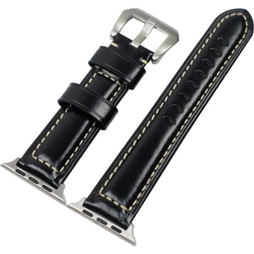 Genuine Leather Watchband 38mm 40mm for iwatch 1 2 3 4 5 Handmade Replace Wrist Strap 42mm 44mm for Apple Watch 4.8