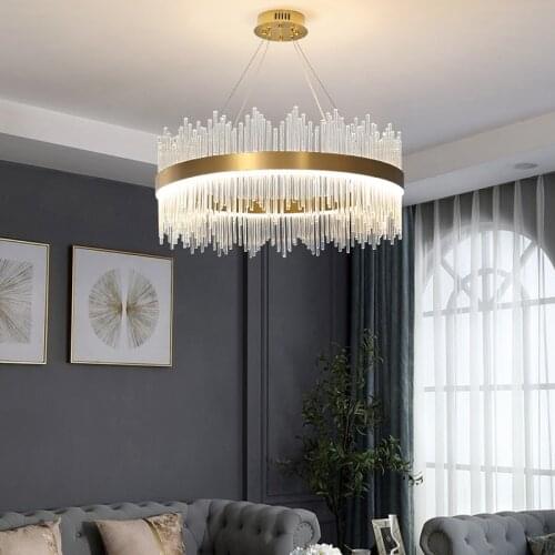 ZuuuVny Light luxury chandelier crystal lamp Nordic minimalist living room lamp dining room chandelier bedroom lamp LED lamp