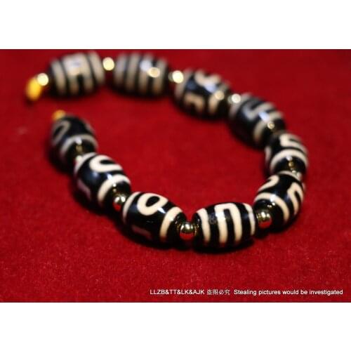 LKbrother Talisman Treasure Set of 10 Energy Magic Tibetan old Agate Heaven&Earth Symbol dZi Bead F Jewelry 210613A-13