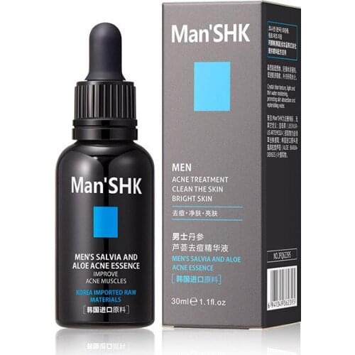 Man 30ml Acne Treatment Face Serum Salvia miltiorrhiza Aloe Vera anti acne Essence 30ml moisturizing shrink pores Liquid