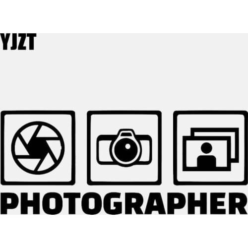 YJZT 14.3CM*6CM Photo Studio Decal Camera Decor Vinyl Black/Silver Car Sticker C22-0822