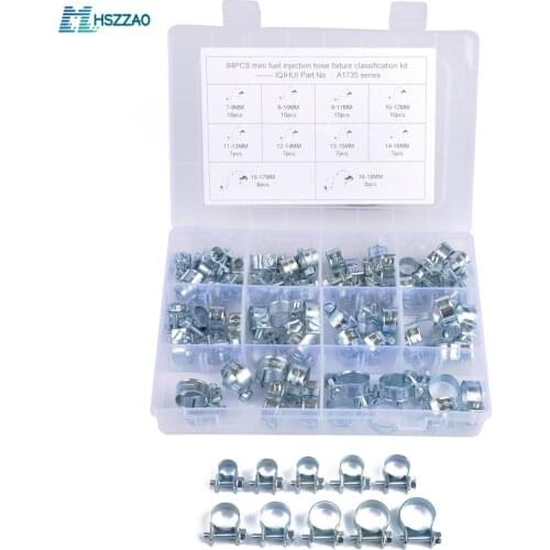 84Pcs/Set 7-18mm Mini Clamp Fuel Injection Hose Air Hose Clamps Assortment Kit Diesel Petrol Pipe Clips