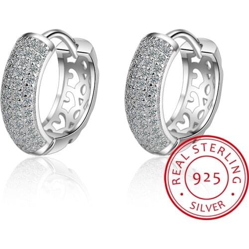 New Fashion 925 Sterling Silver Dazzling CZ Mosaic Zirconia Charm Earrings For Women pendientes oorbellen S-E491