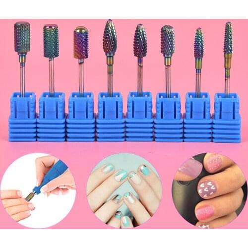 1pcs Drill Bits For Electric Drill Manicure Machine Accessory Rainbow Tungsten Carbide Ceramic Milling Cutter Nail Files