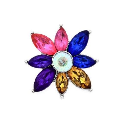 10pcs/lot 5 colors crystal flower 18mm metal snap button for bracelet womens fashion jewelry female snap jewelry buttons