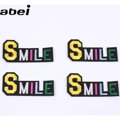 10pcs/lot Embroidered Smile Patch for Kids Clothes DIY Iron On Jeans Backpack Stickers Apparel Repair Fabric Badge Appliques