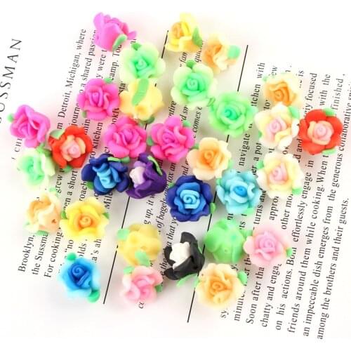 10pcs Slime Supplies Toy Rose Flower Mini Charms with Holes Addtion Filler DIY Crafts for Fluffy Clear Crystal Slime Clay