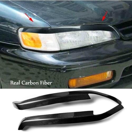 2*Real Carbon Fiber Headlight Eyelids eyebrow Cover For Honda Accord 1994-1997