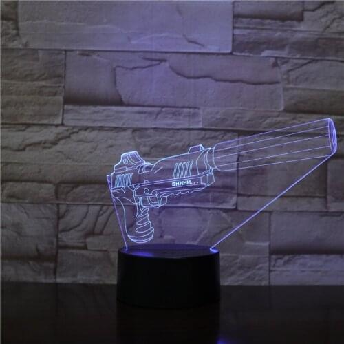 3D Pistol Lamp Table Night Sensor Light LED Projector Nightlight Room Decor Smart Phone Control Boys Favorite Birthday Gifts