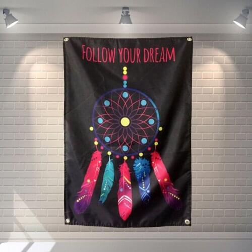 "FOLLOW YOUR DREAM" Large music festival Party background decoration poster banner hanging painting cloth art 56X36 inches