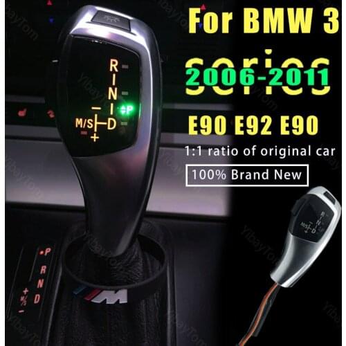Automatic Silver Facelifted Modified Black for BMW 3 Series 2006-2011 E90 E92 E93 Led Gear Shift Knob Carbon Fiber Pattern LHD