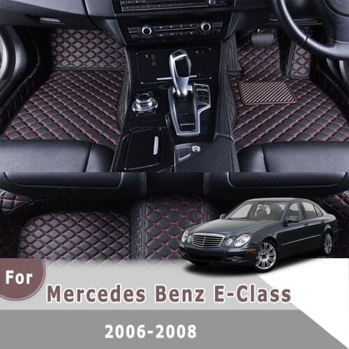 RHD Car Floor Mats For Mercedes Benz E-Class 2008 2007 2006 Auto Styling Foot Pads Custom Waterproof Decoration Leather Carpet
