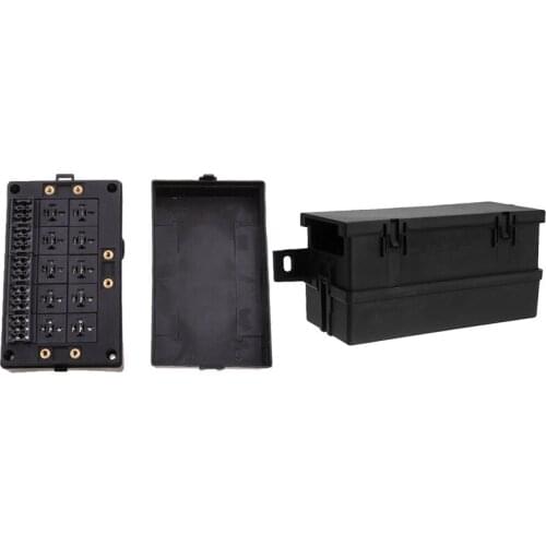 Car Blade Fuse Holder Relay Socket Black Box 18 Way with 12V Fuse Relay Box Block 12-Slot Blade Fuse Holder Fuse Box