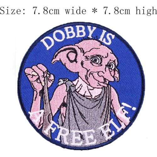 Free shipping 1pc FREE ELF badge 7.8cm high iron on sew on for left chest/appliqué/for Jeans/circle patch/blue/scary animal