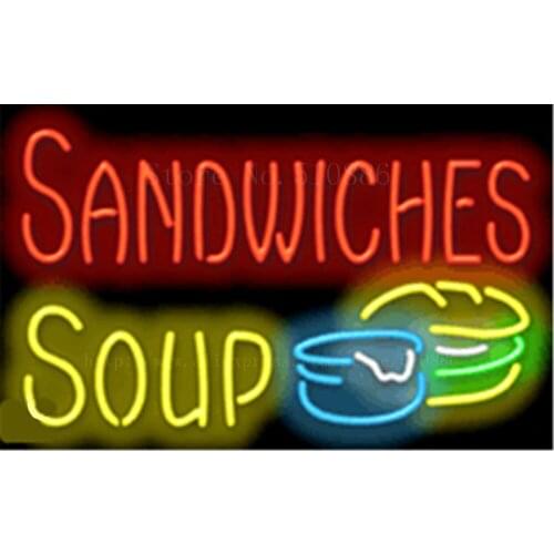 Sandwiches Soup neon sign Handcrafted Light Bar Beer Pub Club signs Shop Business Signboard diet food diner break 17"x14"