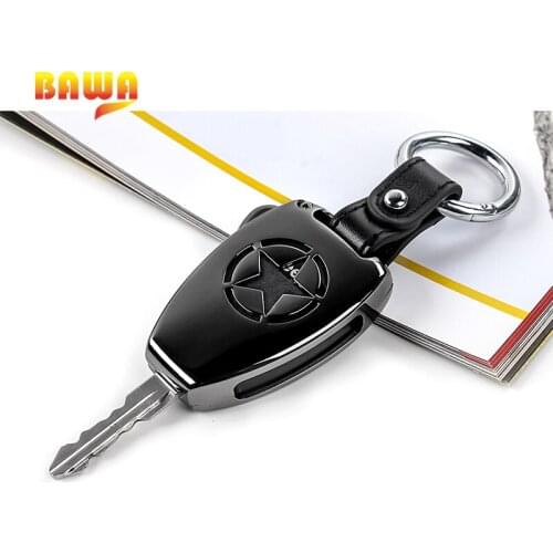 BAWA Key Case Galvanized Alloy Key Chain Shell Protector Holder for Jeep Wrangler 2008-2017/Compass 2008-2015/Patriot 2011-2015