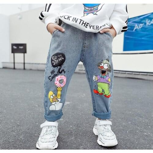 Children jeans spring and autumn 2020 new baby boy pants children casual pants Infant boy tide trousers kids cartoon jeans 2-8 y