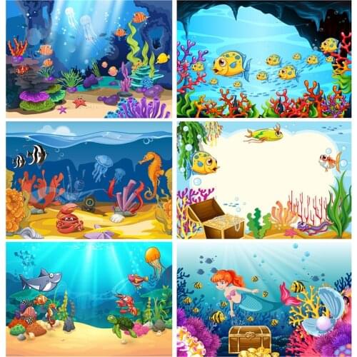 Cartoons Seabed Shark Photography Backdrops Baby Newborn Portrait Photo Background Party Studio Photocalls Props 211012 HDY-01
