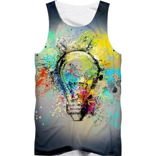 IFPD EU Size Funny Color Paint Bulb 3d Colorful Print Tank Tops Men Sleeveless Shirt Fitness Bodybuilding Vest Harajuku 6XL